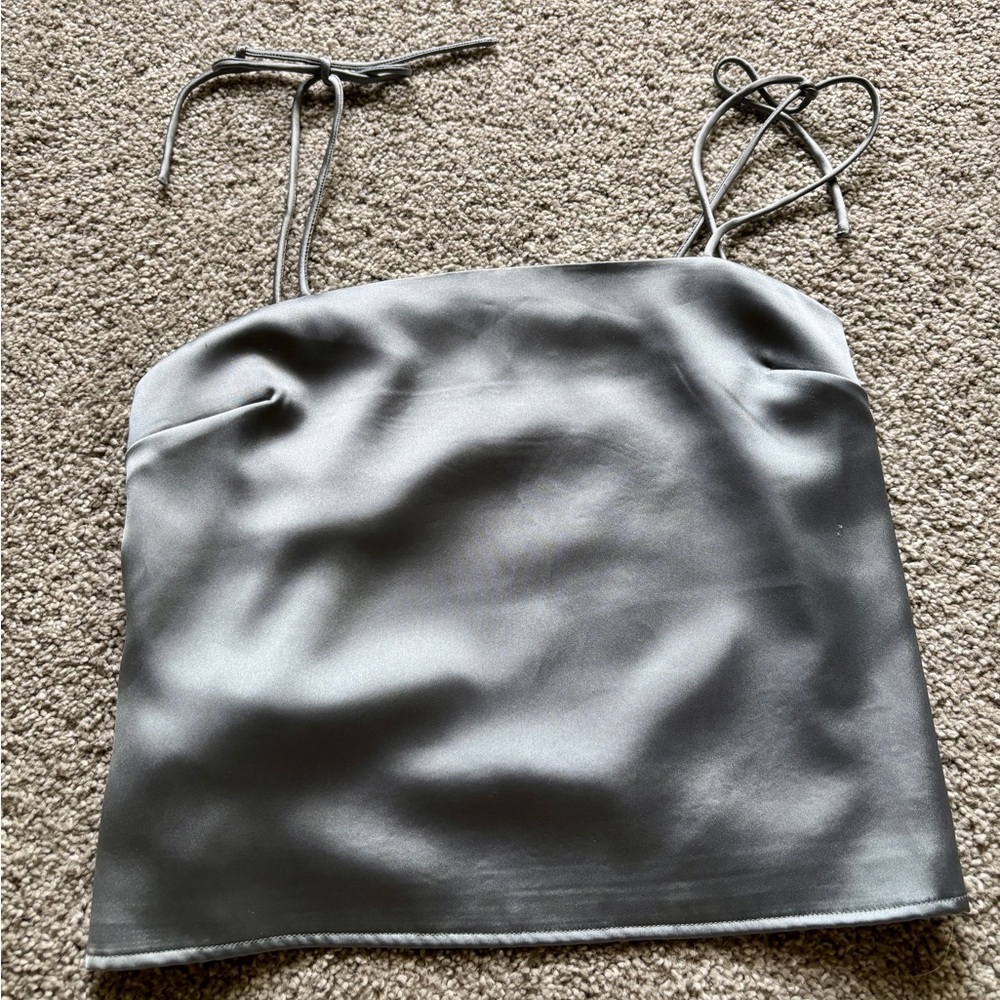 Superdown Silver Satin Tank Top
